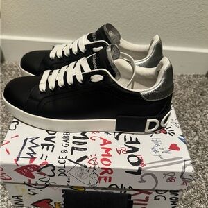 Dolce & Gabbana Black and Metallic Sneakers